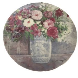 Vintage 1991 Vandor Dawna Barton English country decorative plate floral 7.5”